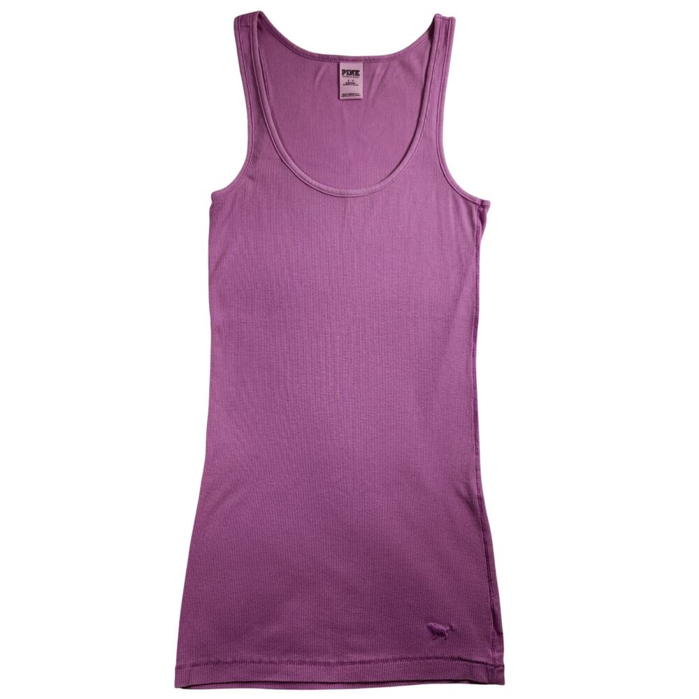 Victoria's Secret PINK Purple Stretchy Ribbed Soft Tank Top - Small